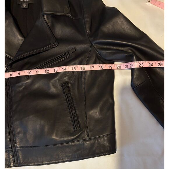 NWOT Halogen Genuine Leather Moto Jacket, Black, Sz. Med PETITE - Picture 7 of 8